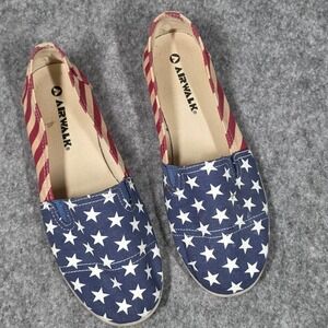 Airwalk American Flag Canvas Slip On Shoes sz 7 Red White Blue Stars Stripes 4th